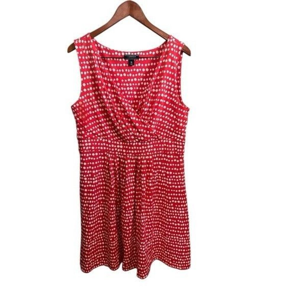 Lands' End Stylish Red Polka Dot Jersey Knit Dress 18